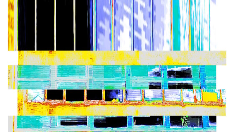 Manufakturen-Blog-PopArt-Projekt: Porzellanmanufaktur Dibbern V (fragmentiert), flieder / gelb (Foto: Wigmar Bressel) - basierend auf einem Foto des Werks der Porzellanmanufaktur aus Bargteheide in Hohenberg an der Eger