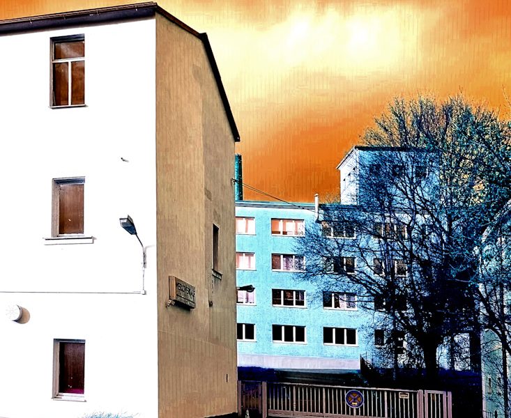 Manufakturen-Blog-PopArt-Projekt: Porzellanmanufaktur Dibbern V, orange (Foto: Wigmar Bressel) - basierend auf einem Foto von Dibberns Werk in Hohenberg an der Eger
