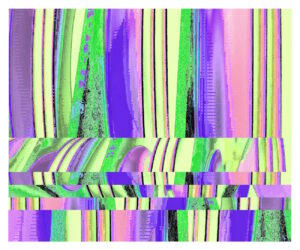 Manufakturen-Blog-PopArt-Projekt: Teller V (Strandtuch, quer), violett / zitronengelb (Foto: Wigmar Bressel) - basierend auf einem Foto von Pastatellern in der Produktion der niedersächsischen Porzellanmanufaktur Fürstenberg in Fürstenberg an der Weser