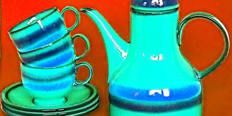 Manufakturen-Blog-PopArt-Projekt: Coffeetime, jade (Foto: Wigmar Bressel) - basierend auf einem Foto eines Porzellanservices der 1970er Jahre aus der niedersächsischen Porzellanmanufaktur Fürstenberg