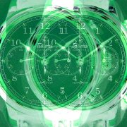 Manufakturen-Blog-PopArt-Projekt: Tempostopp I, grün (Foto: Wigmar Bressel) - basierend auf einem Foto in der Produktion des ersten deutschen relevanten Armbanduhrenherstellers Tutima in Glashütte. Bei dem Modell 'Tempostopp' handelt es sich um eine Uhr mit der Komplikation 'Tempostopp' (oder international: 'Flyback'), die es Piloten erlaubt, nach Zeitangaben zu navigieren: "Zwanzig Minuten Nord-West, 40 Minuten Nord..." und so weiter. Der Stoppschalter stellt die kleinen Zusatzuhren jeweils wieder zurück auf Null und lässt sie als Stoppuhren funktionieren.