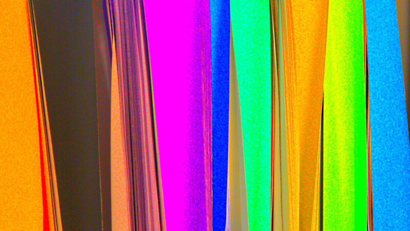 Manufakturen-Blog-Pop-Art-Projekt: Stoffstreifen, bunt I (Foto: Wigmar Bressel) - basierend auf einem Foto in der Näherei des Matratzenherstellers Wulff Med Tec in Fedderingen in Dithmarschen