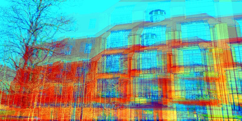 Manufakturen-Blog-PopArt-Projekt: Bauhaus-Universität Weimar, zinnoberrot (Foto: Wigmar Bressel) - basierend auf einem Foto des berühmten Bauhaus-Gebäudes in Weimar, dort wo alles begann...