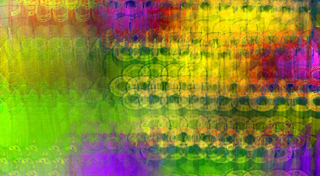 Manufakturen-Blog-PopArt-Projekt: Garnrollen II, violett (Foto: Wigmar Bressel) - basierend auf einem Ausschnitt eines Fotos von Martin Specht in der Lauterbacher Hemdenmanufaktur von Campe & Ohff; für jeden Hemdenstoff einen eigenen Faden zum Vernähen...