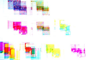 Manufakturen-Blog-PopArt-Projekt: Ausstellung I, weiß (Foto: Wigmar Bressel) - basierend auf einem Foto von der Wand mit meinen Siebdrucken im Direktorenhaus Museum für Kunst, Handwerk und Design in Berlin während meiner Ausstellung im Jahr 2021