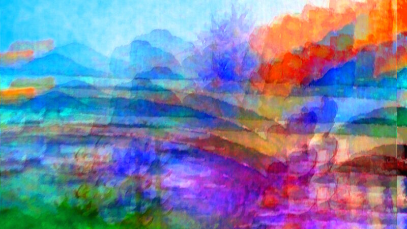 Manufakturen-Blog-PopArt-Projekt: Die Kunsthochschule Burg Giebichenstein I, bunt (Foto: Wigmar Bressel) - basierend auf einem Aquarell von Gisela Bressel (1944 Danzig - 2020 Bremen), in der die Bauhaus-Mitarbeiter Gerhard Marcks und Marguerite Friedlaender nach dem Ende der Keramikwerkstatt im Marstall in Dornburg im Jahr 1925 lehrten; beide waren als Designer vielfältig für Manufakturen tätig. Von Gerhard Marcks stammen die beiden Eisbrecher 'Kuh' und 'Pferd' an den Pfeilern stromaufwärts der Giebichenstein-Brücke über die Saale. Friedlaender emigrierte im Jahr 1940 in die USA und wurde u. a. Leiterin der Keramikwerkstatt des College of Arts and Crafts in Oakland.