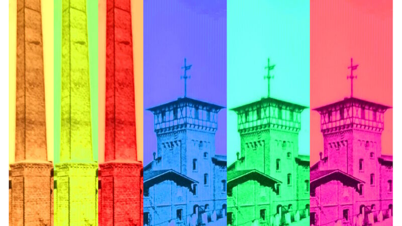 Manufakturen-Blog-PopArt-Projekt: Die Majolika-Manufaktur Cadinen (fragmentiert), bunt (Foto: Wigmar Bressel) - basierend auf einer Postkarte aus dem Jahr 1904 im Ostpreußischen Landesmuseum in Lüneburg; die Majolika war ein persönliches Projekt von Kaiser Wilhelm II. auf seinem Landgut im ostpeußischen Cadinen bei Elbing - da ihm ja auch die Königlichn Porzellan-Manufaktur in Berlin gehörte, wollte er diesmal mit dem günstigeren Material Ton und Produkten aus diesem den "Geschmack des deutschen Volkes fördern". Er selbst dankte ja im Jahr 1918 ab und mit dem Angriff der Roten Armee auf Ostpreußen im Jahr 1944 war dann auch in Cadinen bald Schluss. Heute werden dort aus dem guten Cadiner Ton immerhin noch Ziegel gebrannt.