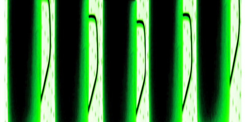 Manufakturen-Blog-PopArt-Projekt: Säulen III (Fünf Tassen), neongrün (Foto: Wigmar Bressel) - basierend auf einem Foto einer Tasse der Serie 'Fluen' von Alfredo Häberli für die niedersächsische Porzellanmanufaktur Fürstenberg