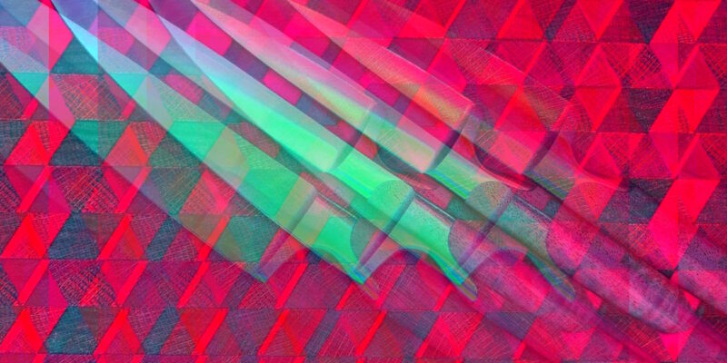 Manufakturen-Blog-PopArt-Projekt: Kochmesser, rot II (Foto: Wigmar Bressel) - basierend auf einem Foto von Messern der Serie 'Sarah Wiener' der Marke Pott (zugehörig zu Mono in Mettmann) auf einem Schneidebrett aus Hirnholz-Stücken von Chiemgauer Schneidebretter
