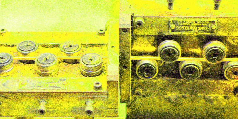 Manufakturen-Blog-PopArt-Projekt: Kupferdrahtzuschnitt, gelb II (Foto: Wigmar Bressel) - basierend auf einem Foto in der Produktion der Lampenschirmmanufaktur Urban in Arnsberg
