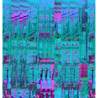 Manufakturen-Blog-PopArt-Projekt: Hochregallager III (Strandtuch), türkis (Foto: Wigmar Bressel) - basierend auf einem Foto im Lager der Matratzenmanufaktur Wulff Med Tec in Fedderingen - 'made in Dithmarschen'