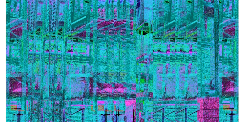 Manufakturen-Blog-PopArt-Projekt: Hochregallager III (Strandtuch), türkis (Foto: Wigmar Bressel) - basierend auf einem Foto im Lager der Matratzenmanufaktur Wulff Med Tec in Fedderingen - 'made in Dithmarschen'