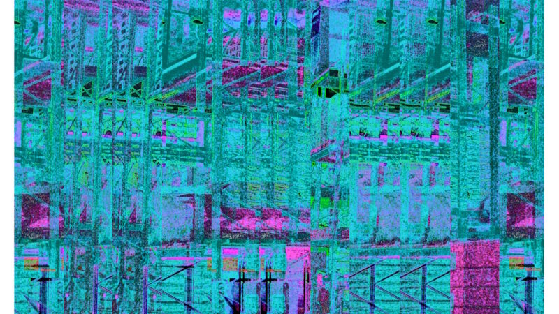 Manufakturen-Blog-PopArt-Projekt: Hochregallager III (Strandtuch), türkis (Foto: Wigmar Bressel) - basierend auf einem Foto im Lager der Matratzenmanufaktur Wulff Med Tec in Fedderingen - 'made in Dithmarschen'