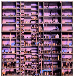 Manufakturen-Blog-PopArt-Projekt: Hochregallager IV, altrosa (Foto: Wigmar Bressel) - basierend auf einem Foto in der Produktion bei Deumer, der Manufaktur für Orden und Manschettenknöpfe in Lüdenscheid