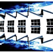 Manufakturen-Blog-PopArt-Projekt: Die Porzellanmanufaktur Fürstenberg VI, schwarz / blau / weiß (Foto: Wigmar Bressel) - basierend auf einem Foto von den Produktionshallen der niedersächsischen Staats-Porzellanmanufaktur in Fürstenberg