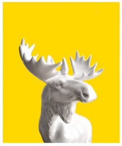 Manufakturen-Blog-PopArt-Projekt: Aus dem Tierreich III (Elch), goldgelb (Foto: Wigmar Bressel) - basierend auf dem Foto einer Porzellanplastik aus einer mir unbekannten Porzellanmanufaktur