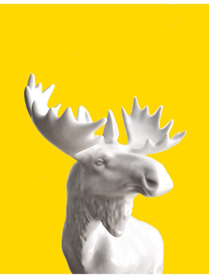 Manufakturen-Blog-PopArt-Projekt: Aus dem Tierreich III (Elch), goldgelb (Foto: Wigmar Bressel) - basierend auf dem Foto einer Porzellanplastik aus einer mir unbekannten Porzellanmanufaktur