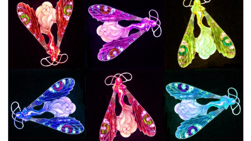 Manufakturen-Blog-PopArt-Projekt: Aus dem Tierreich I (Libellen), bunt (Foto: Wigmar Bressel) - basierend auf einem Foto der Brosche 'Weibliche Libelle' des Glasmanufakteurs René Lalique aus der Zeit zwischen 1897 und 1899, fotografiert im Werksmuseum der Glasmanufaktur Lalique im elsäßischen Wingen-sur-Moder. Leider wurde dort gestern dramatisch eingebrochen und ein Millionen-Schaden verursacht und viele Exponate geklaut, wird gemeldet. Welch ein Desaster!