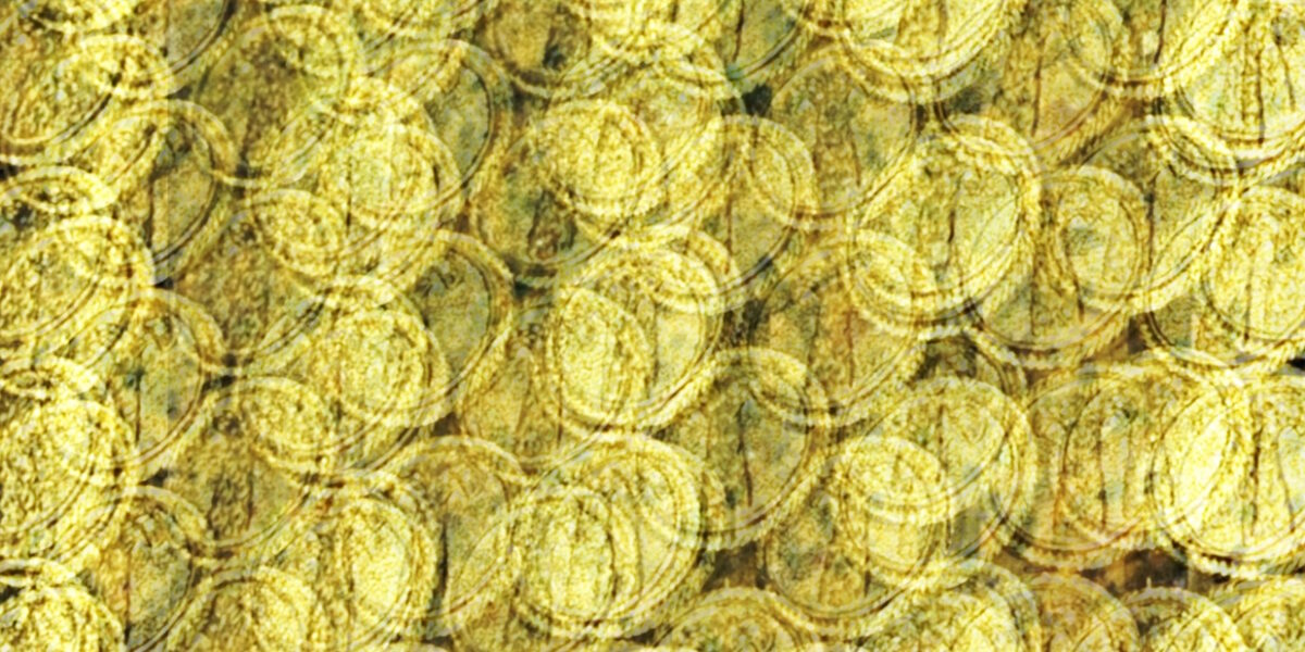 Manufakturen-Blog-PopArt-Projekt: Medaillen I, golden (Foto: Wigmar Bressel) - basierend auf einem Foto in der Produktion bei Deumer, der Manufaktur für Orden und Manschettenknöpfe in Lüdenscheid
