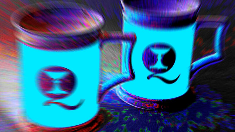 Manufakturen-Blog-PopArt-Projekt: Kaffeebecher, hellblau II (Foto: Wigmar Bressel) - basierend auf einem Foto von zwei Kaffeebechern der Weimarer Porzellanmanufaktur für das 'Quartier 925' von Koch & Bergfeld