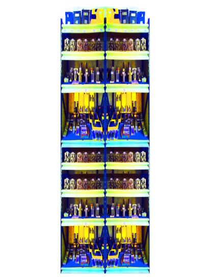 Manufakturen-Blog-PopArt-Projekt: Werkzeugregal II, gelb / blau (Foto: Wigmar Bressel) - basierend auf einem Foto im Werkzeuglager bei der Ankerstein GmbH, dem ältesten Systembaukasten-Hersteller der Welt, im thüringischen Rudolstadt