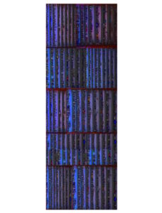 Manufakturen-Blog-PopArt-Projekt: Hochregallager VII, blau (Foto: Wigmar Bressel) - Collage, basierend auf einem Foto von Martin Specht in der Ofenhalle der Freiherr von Poschinger Glasmanufaktur in Frauenau im Bayerischen Wald
