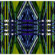 Manufakturen-Blog-PopArt-Projekt: Die Königliche Porzellan-Manufaktur VI (Nacht, fragmentiert), ultramarienblau / olive (Foto: Wigmar Bressel) - basierend auf einer Collage nach einem Foto des KPM-Quartiers in der Wegelystraße in Berlin
