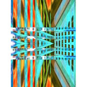 Manufakturen-Blog-PopArt-Projekt: Die Königliche Porzellan-Manufaktur V (Nacht, fragmentiert), orange / jade (Foto: Wigmar Bressel) - basierend auf einer Collage nach einem Foto des KPM-Quartiers in der Wegelystraße in Berlin