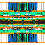 Manufakturen-Blog-PopArt-Projekt: Die Porzellanmanufaktur Dibbern VIII (fragmentiert), blau / hellgrün / orange (Foto: Wigmar Bressel) - Collage, basierend auf einem Foto des Werks der Porzellanmanufaktur aus Bargteheide in Hohenberg an der Eger
