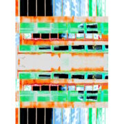 Manufakturen-Blog-PopArt-Projekt: Porzellanmanufaktur Dibbern VI (fragmentiert), hellblau / orange / hellgrün (Foto: Wigmar Bressel) - Collage, basierend auf einem Foto des Werks der Porzellanmanufaktur aus Bargteheide in Hohenberg an der Eger