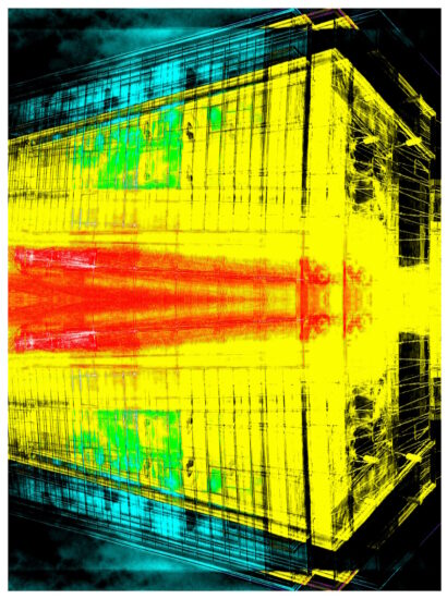 Manufakturen-Blog-PopArt-Projekt: Weimarer Porzellanmanufaktur bei Nacht IV (Heizhaus), gelb (Foto: Wigmar Bressel) aus der Serie 'Spiegelungen' - basierend auf einem Foto des Heizhauses auf dem Hof von Weimar-Porzellan in der Christian-Speck-Straße im thüringischen Blankenhain