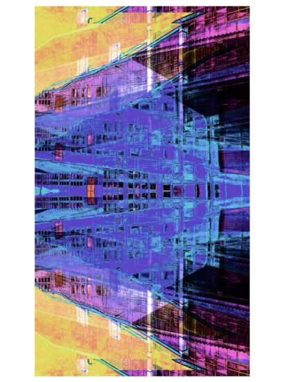 Manufakturen-Blog-PopArt-Projekt: Weimarer Porzellanmanufaktur VII (Produktion), fliederfarben (Foto: Wigmar Bressel) aus der Serie 'Spiegelungen' - basierend auf einem Foto der großen Produktionshalle von Weimar-Porzellan (1790 - 2018) in der Christian-Speck-Straße in Blankenhain