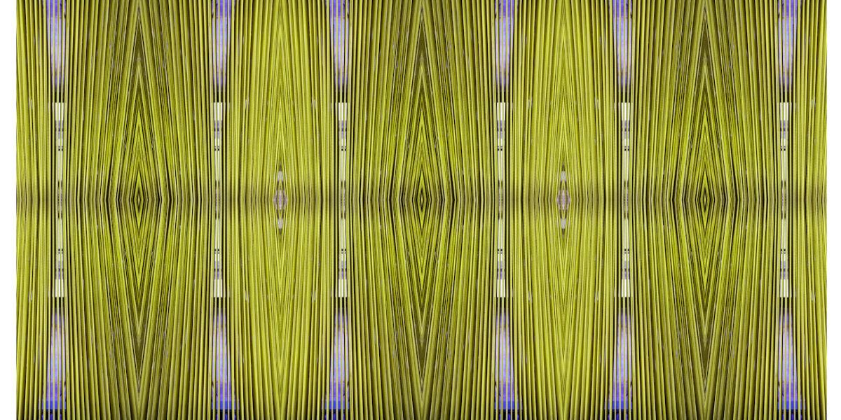 Manufakturen-Blog-PopArt-Projekt: Webstuhl XI, gelb / blau (Foto: Wigmar Bressel) aus der Serie 'Spiegelungen' - Collage, basierend auf einem Foto an einer der Damastwebmaschinen im Produktionssaal in der Leinenweberei Hoffmann im oberlausitzischen Neukirch