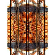 Manufakturen-Blog-PopArt-Projekt: Webstuhl VI, braun / anthrazit (Foto: Wigmar Bressel) aus der Serie 'Spiegelungen' - Collage, basierend auf einem Foto am Webstuhl im Atelier der Webmeisterin Maike Weyrich in Hamburg-Bergedorf