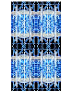 Manufakturen-Blog-PopArt-Projekt: Webstuhl XV, hellblau / schwarz (Foto: Wigmar Bressel) aus der Serie 'Spiegelungen' - Collage, basierend auf einem Foto am Webstuhl im Atelier der Webmeisterin Maike Weyrich in Hamburg-Bergedorf