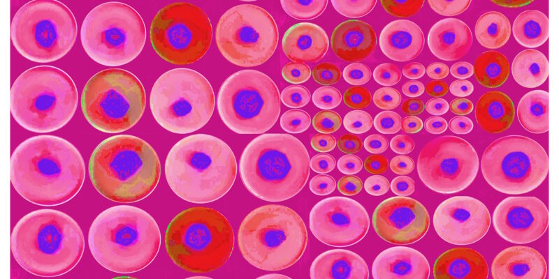 Manufakturen-Blog-PopArt-Projekt: Teller XIV (Fahnen), violett / blau (Foto: Wigmar Bressel) aus der Serie 'Spiegelungen' - Collage, basierend auf einem Foto von Kathrin Ritzi-Schaufelberger von Tellern des eidgenössischen Ritziporzellan aus Kradolf