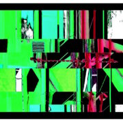 Manufakturen-Blog-PopArt-Projekt: Die Porzellanmanufaktur Fürstenberg VI (fragmentiert), neongrün auf schwarz (Foto: Wigmar Bressel), nocheinmal "auf Links gedreht" - Collage, basierend auf einem Foto des heutigen Produktionsgebäudes am Schloss Fürstenberg oberhalb der Weser im Weserbergland bei Höxter