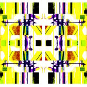 Manufakturen-Blog-PopArt-Projekt: Die Porzellanmanufaktur Fürstenberg VIII (fragmentiert), gelb / violett (Foto: Wigmar Bressel) aus der Serie 'Spiegelungen' - basierend auf einer Collage nach einem Foto des heutigen Produktionsgebäudes am Schloss Fürstenberg im Weser-Bergland