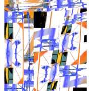 Manufakturen-Blog-PopArt-Projekt: Die Porzellanmanufaktur Fürstenberg XI (fragmentiert), flieder (Foto: Wigmar Bressel) aus der Serie 'Spiegelungen' - Collage, basierend auf Ausschnitten aus einem Foto vom heutigen Produktionsgebäude am Schloss Fürstenberg im Weserbergland
