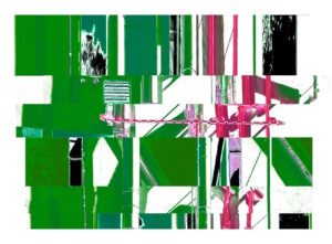 Manufakturen-Blog-PopArt-Projekt: Die Porzellanmanufaktur Fürstenberg VI (fragmentiert), grün (Foto: Wigmar Bressel) aus - Collage, basierend auf einem Foto des heutigen Produktionsgebäudes am Schloss