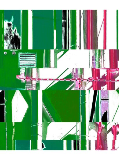 Manufakturen-Blog-PopArt-Projekt: Die Porzellanmanufaktur Fürstenberg VI (fragmentiert), grün (Foto: Wigmar Bressel) - Collage, basierend auf einem Foto des heutigen Produktionsgebäudes am Schloss