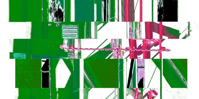 Manufakturen-Blog-PopArt-Projekt: Die Porzellanmanufaktur Fürstenberg VI (fragmentiert), grün (Foto: Wigmar Bressel) - Collage, basierend auf einem Foto des heutigen Produktionsgebäudes am Schloss