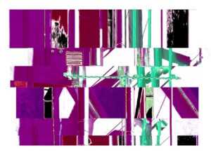 Manufakturen-Blog-PopArt-Projekt: Die Porzellanmanufaktur Fürstenberg VI (fragmentiert), violett (Foto: Wigmar Bressel) - Collage, basierend auf einem Foto des heutigen Produktionsgebäudes am Schloss