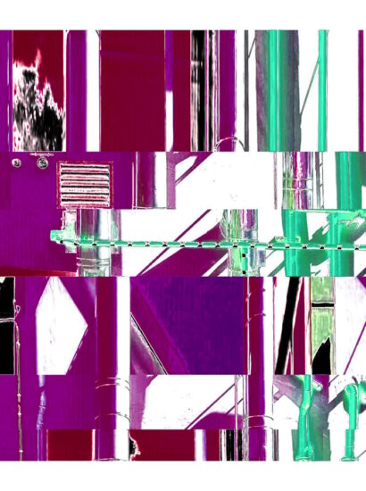 Manufakturen-Blog-PopArt-Projekt: Die Porzellanmanufaktur Fürstenberg VI (fragmentiert), violett (Foto: Wigmar Bressel) - Collage, basierend auf einem Foto des heutigen Produktionsgebäudes am Schloss