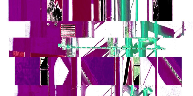 Manufakturen-Blog-PopArt-Projekt: Die Porzellanmanufaktur Fürstenberg VI (fragmentiert), violett (Foto: Wigmar Bressel) - Collage, basierend auf einem Foto des heutigen Produktionsgebäudes am Schloss