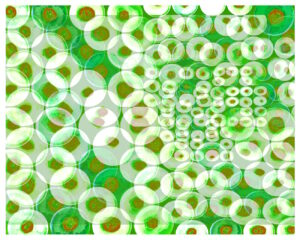 Manufakturen-Blog-PopArt-Projekt: Teller XVI (Fahnen), weiß / grün (Foto: Wigmar Bressel) aus der Serie 'Spiegelungen' - Collage, basierend auf einem Foto von Kathrin Ritzi-Schaufelberger von Tellern des eidgenössischen Ritziporzellan aus Kradolf